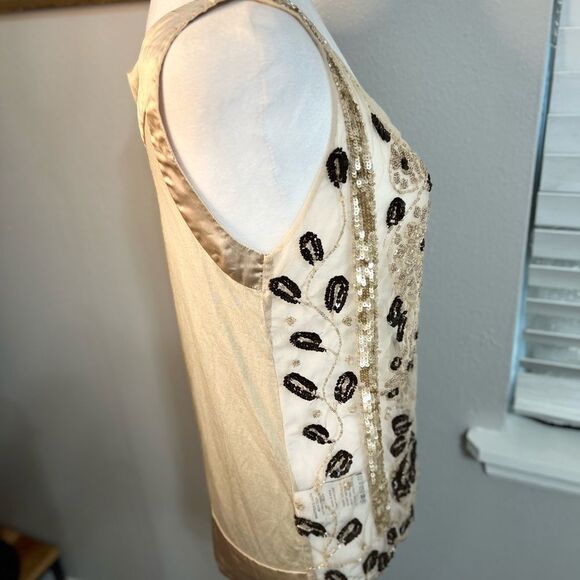 ANDERSEN & Lauth~Hand BEADED Tank Top Designer Iridescent Sequins Beads small - Picture 13 of 16